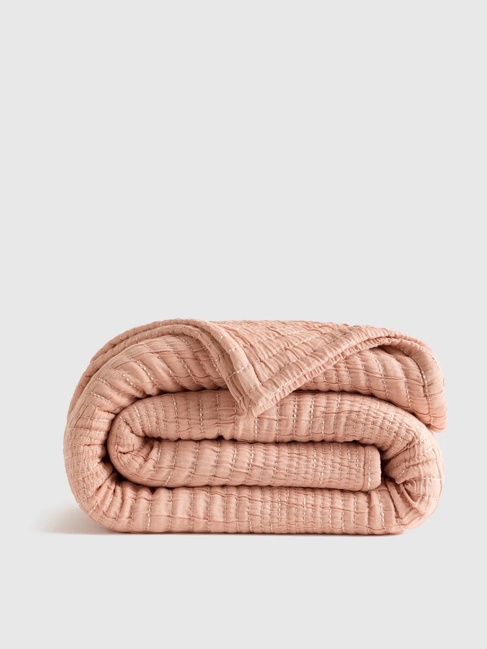 Quince Organic Cotton Channel Stitch Quilt in Coral King/Cal King 1228